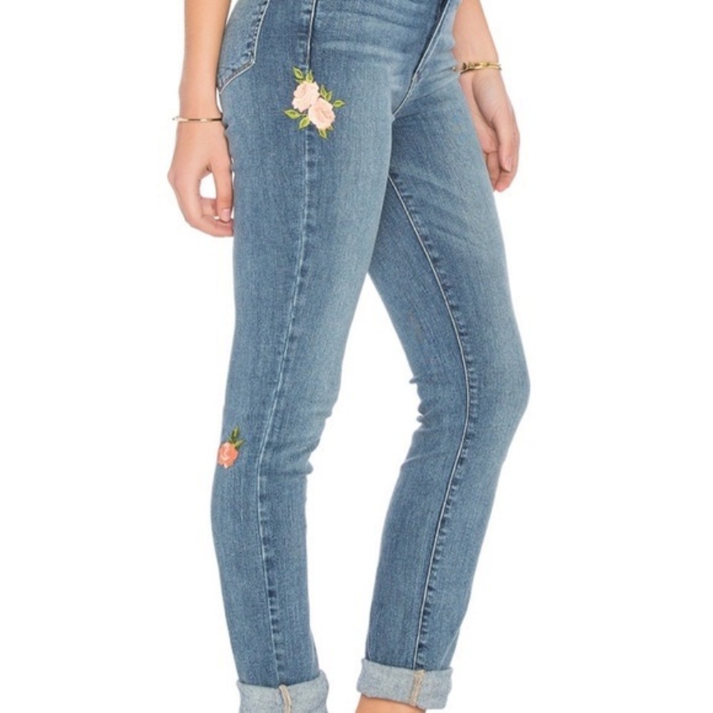 New Paige Hoxton Ankle Rare high rise skinny peg floral patches retro trendy 26